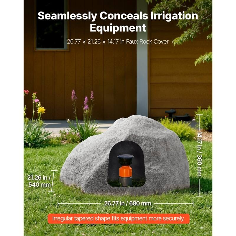 Medium Artificial Rock Cover for Landscaping HDPE Hollow Utility Box and Pipe Concealer with Stakes Weather Resistant