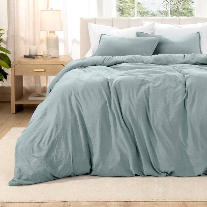 Bare Home Premium Washed Microfiber Duvet Cover and Sham Set