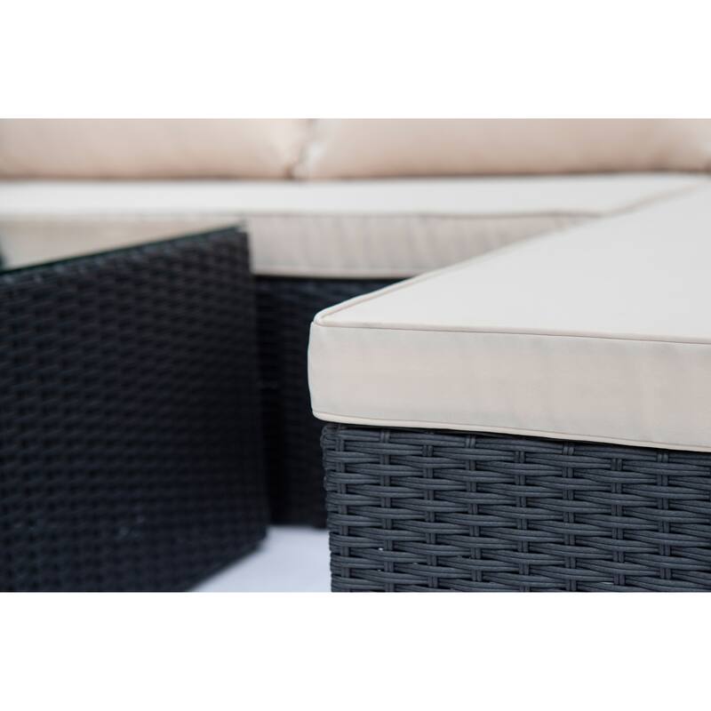 Maypex 3 PC Wicker Outdoor Corner Lounge Seating Set with Cushions