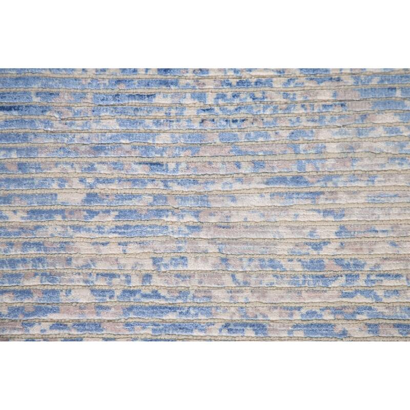 Striped Blue Abstract Modern Accent Rug Handmade Wool Carpet 3'11"x 5'7" Bed Bath & Beyond