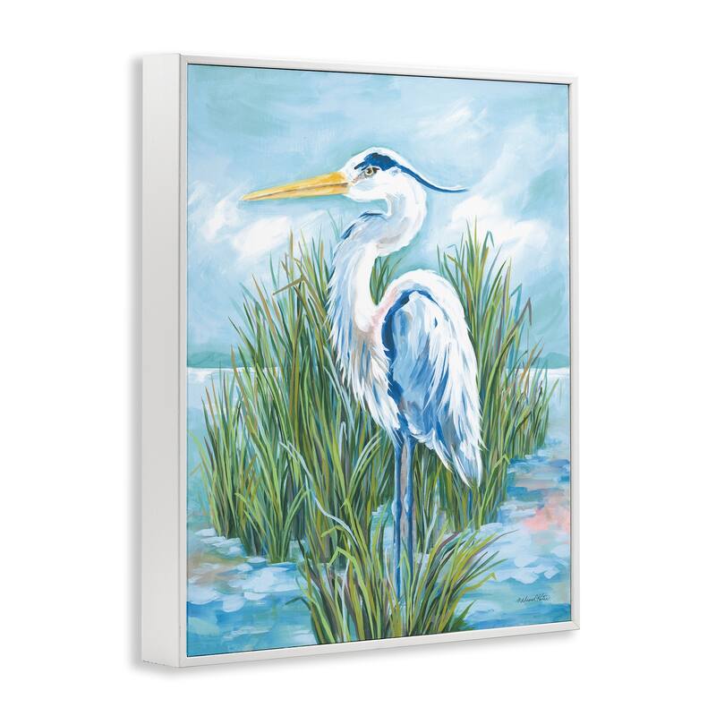 Stupell Coastal Heron Bird Framed Giclee Art Design By Diane Kater