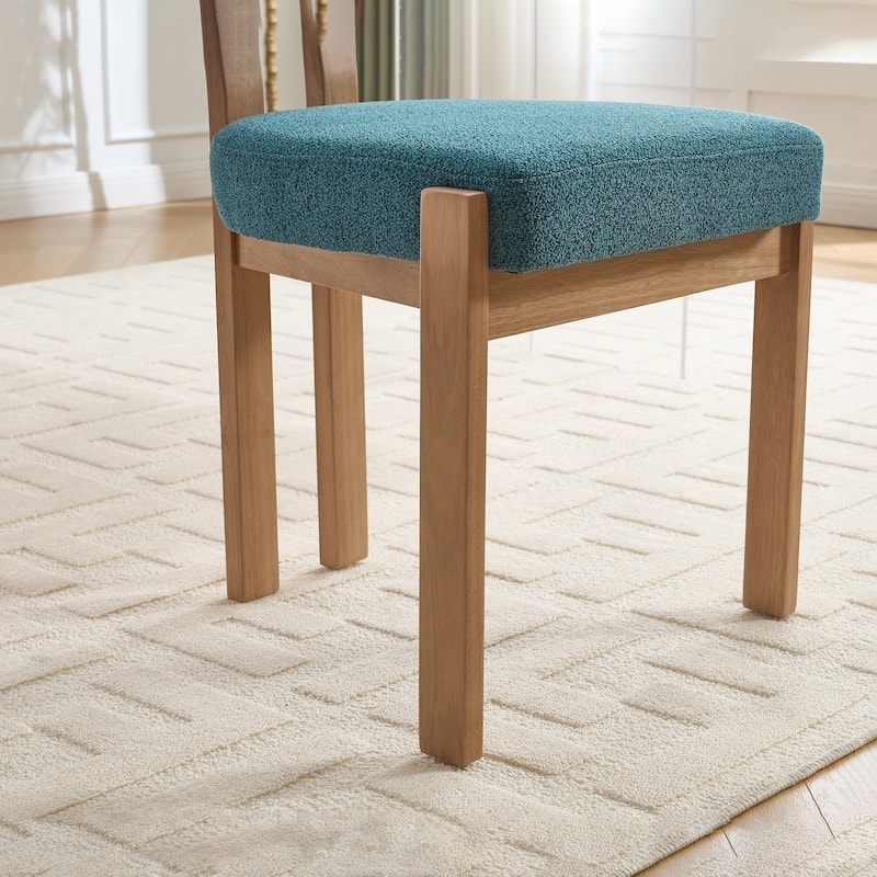 2 Piece Wooden Dining Chairs with Wooden Legs, Thick Cushions, Adjustable Feet for Kitchen Dining Room Living Room Bedroom