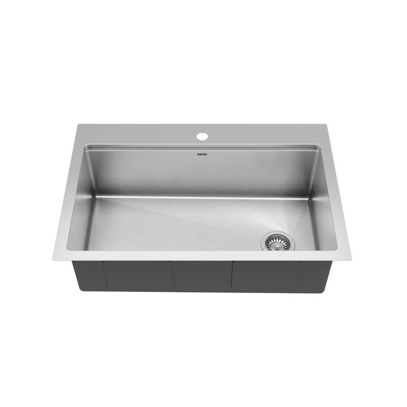 Karran Elite WST-26-PK1 Top Mount 33" Single Bowl Stainless Steel Workstation Kitchen Sink with Right Drain