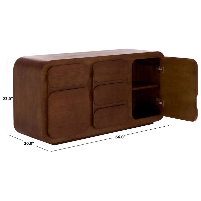 SAFAVIEH Couture Herald 3-Shelf Wood Sideboard - 62"W x 19"D x 30"H