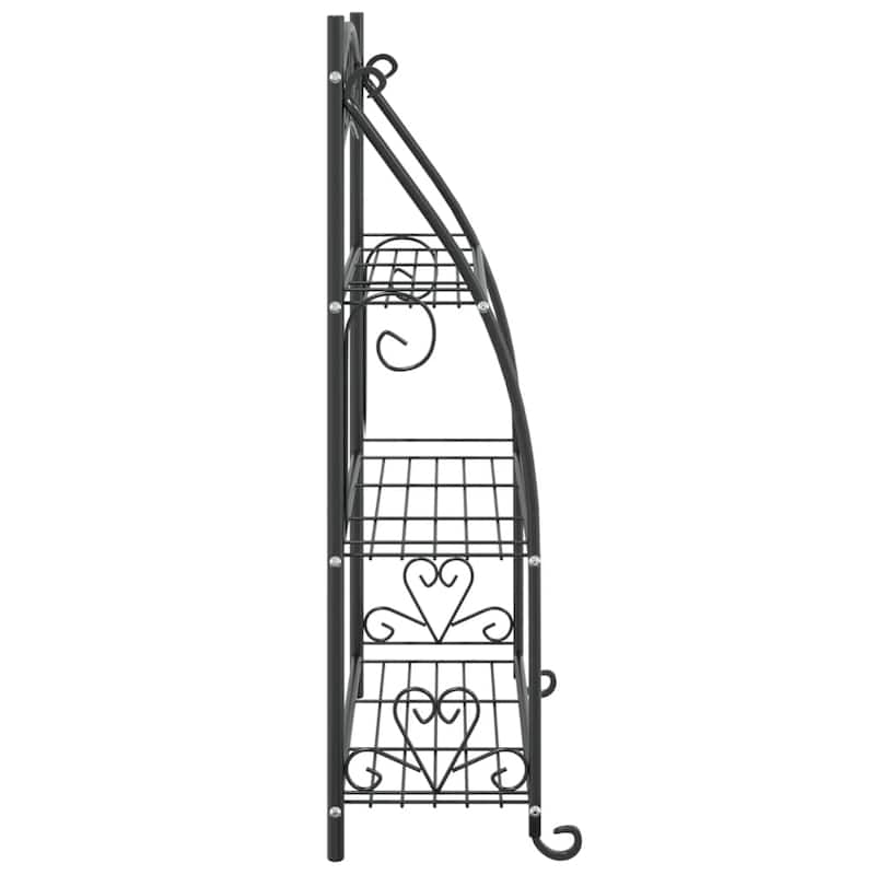 vidaXL Flower Rack Black Powder-coated Steel Flower Rack Rectangular - 11.8 x 22.0 x 37.8 in
