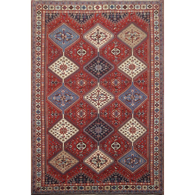 Hand Knotted Oriental 100% Wool Carpet Traditional Tribal Red Yalameh Area Rug - 10' 0'' X 6' 10''