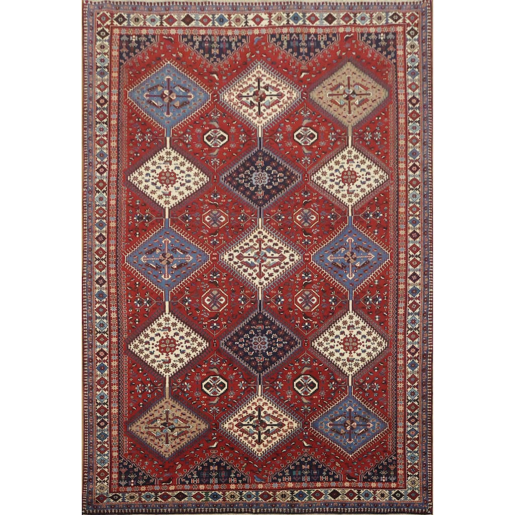 Hand Knotted Oriental 100% Wool Carpet Traditional Tribal Red Yalameh Area Rug - 10' 0'' X 6' 10''