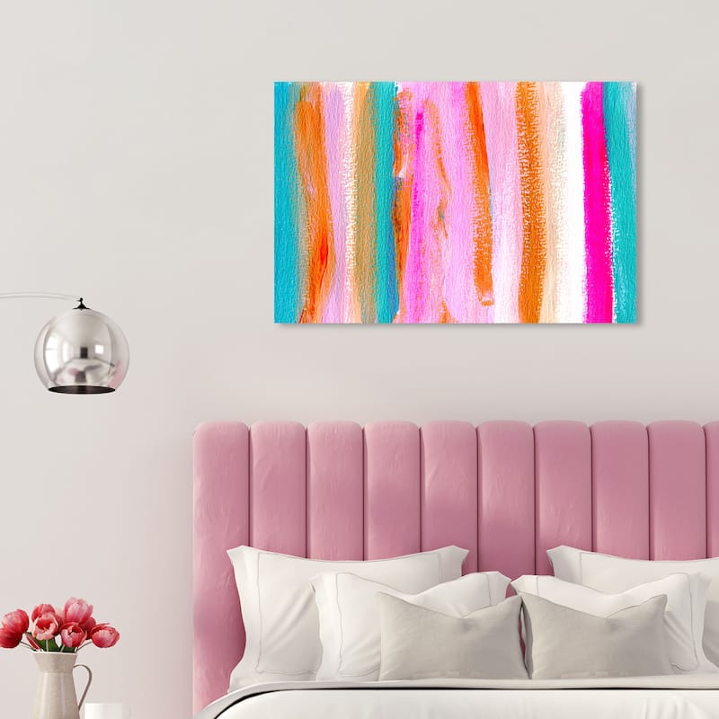 Wynwood Studio Abstract Beach Towel Pink and Turquoise Modern & Contemporary Wall Art Canvas Print - 20 x 30