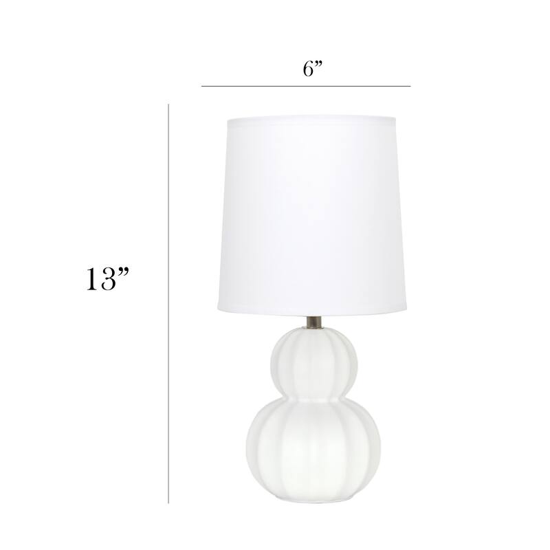 Double Gourd Ceramic Table Lamp with Fabric Shade - 6 x 6 x 13 in. (L x W x H)