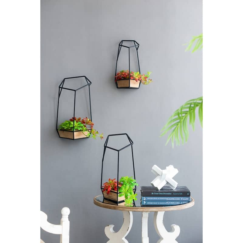 Set of 3 Felix Wall Planter, L:10x10x16.5" M:8.5x8.5x15.5" S:7x7x13.5"