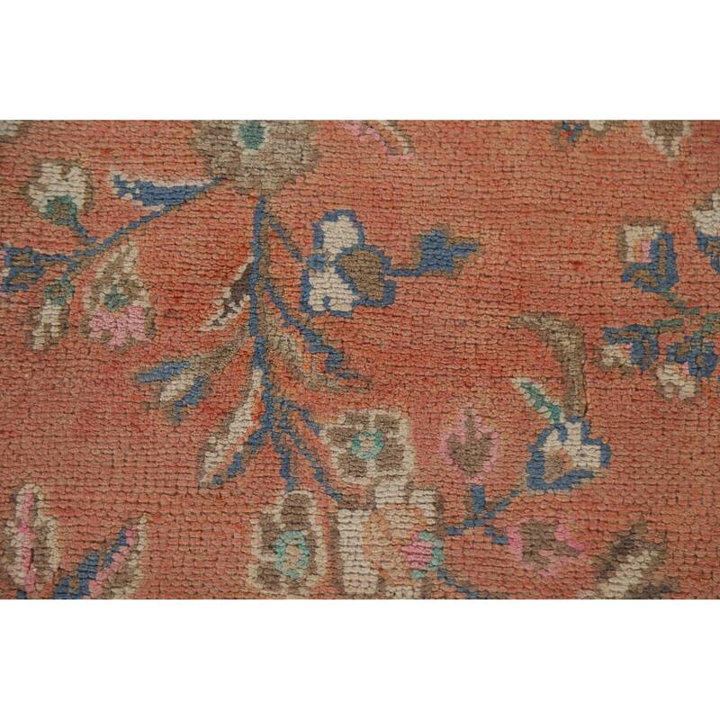 Hand Knotted Oriental 100% Wool Carpet Traditional Floral Coral Mashad Area Rug - 10' 7'' X 8' 0''