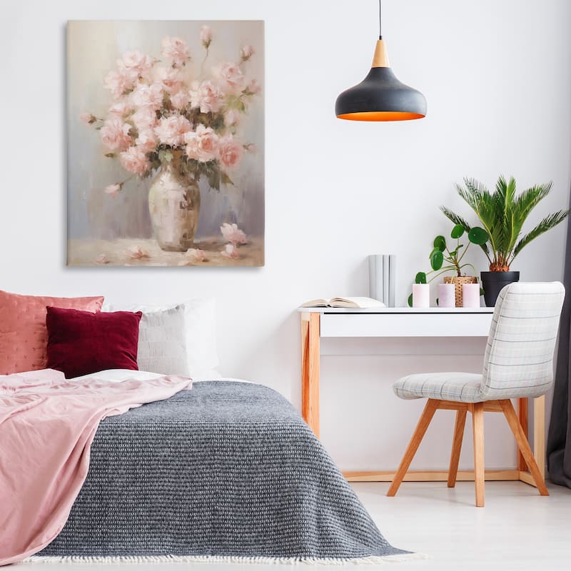 Stupell Vase of Soft Pink Roses Canvas Wall Art Design By Arlington Prints
