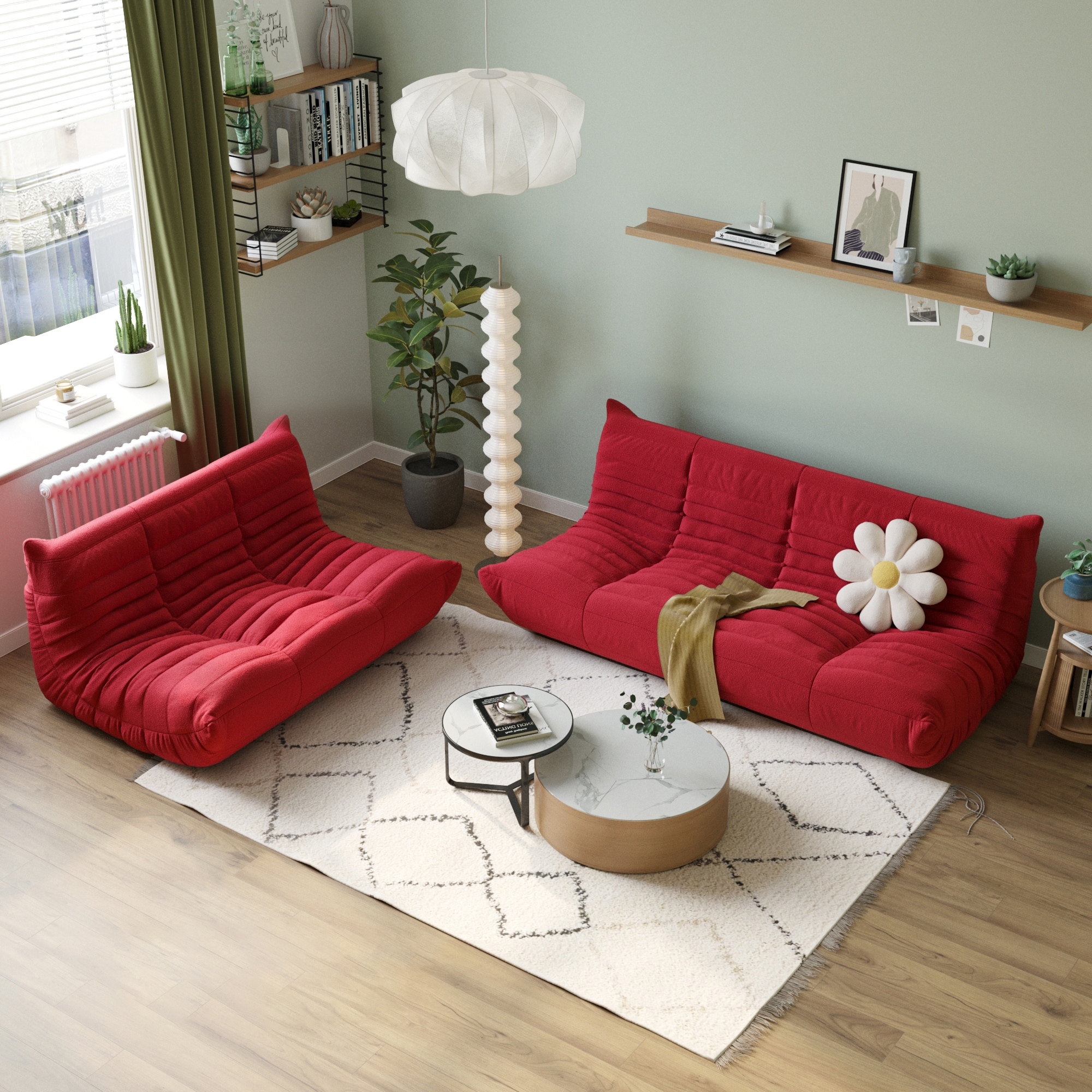 Sponge Lazy Sofa Set Teddy Fabric Couches