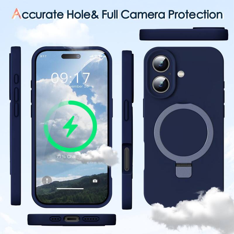 iPhone 16 Case, Liquid Silicone, Moisturizing Factor, Extreme Soft Slim Phone Case with Stand Compatible with MagSafe 6.1 inch