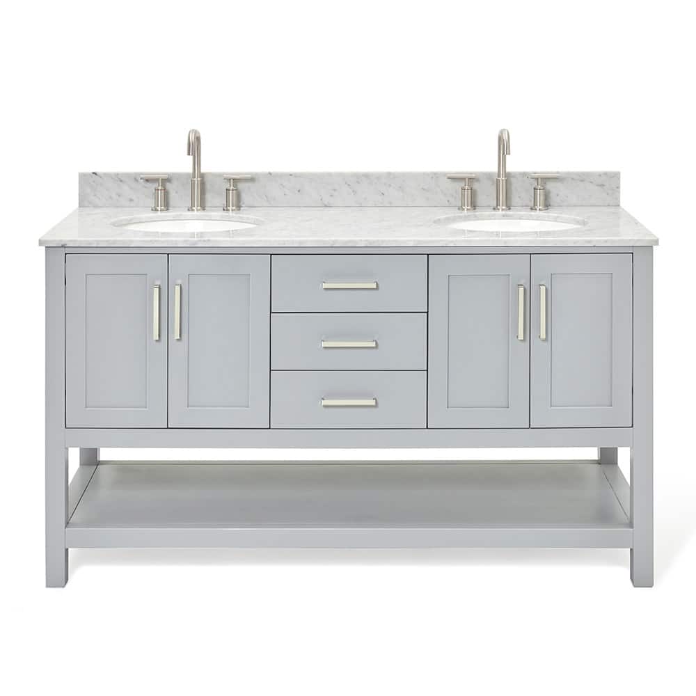 Ariel S061DCW2OVO Magnolia 60" Free Standing Double Basin Vanity Set