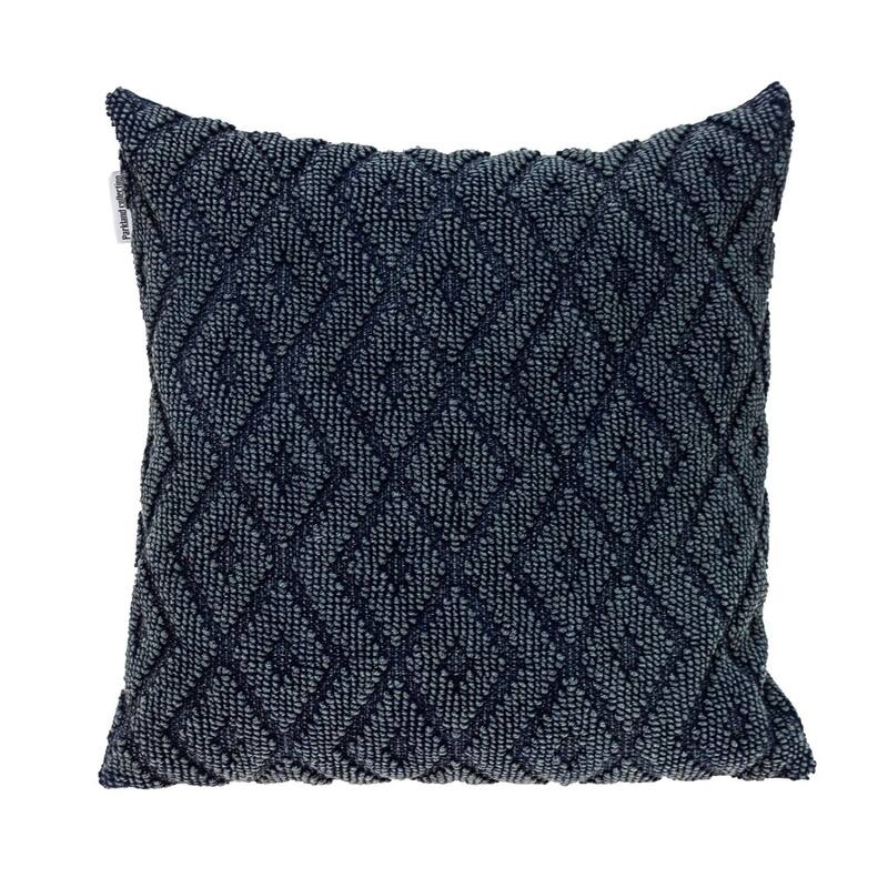 Jacquard Diamond Pattern Decorative Navy Throw Pillow - Blue