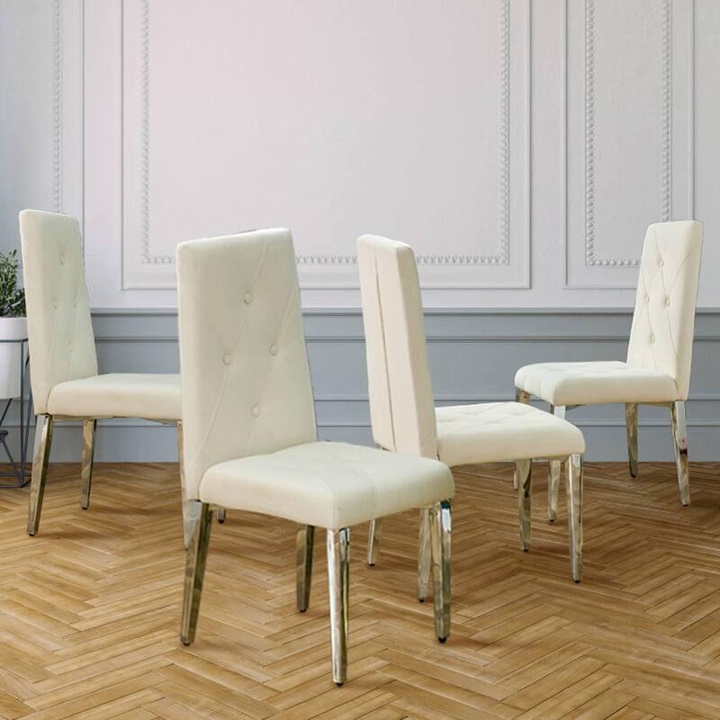 2PCS Dining Chair,C-shaped Tube Plating Metal Legs Office Chairs with Inset Button