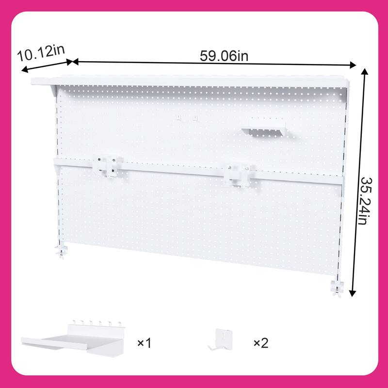 Metal Pegboard Desk Organizer with Dual Monitor Stand