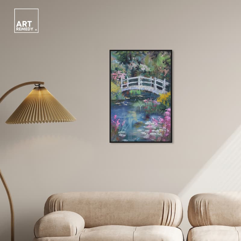 Art Remedy Hidden Garden Framed Impressionism 1 Piece Canvas Wall Art /Monet And Van Gogh Inspired Art