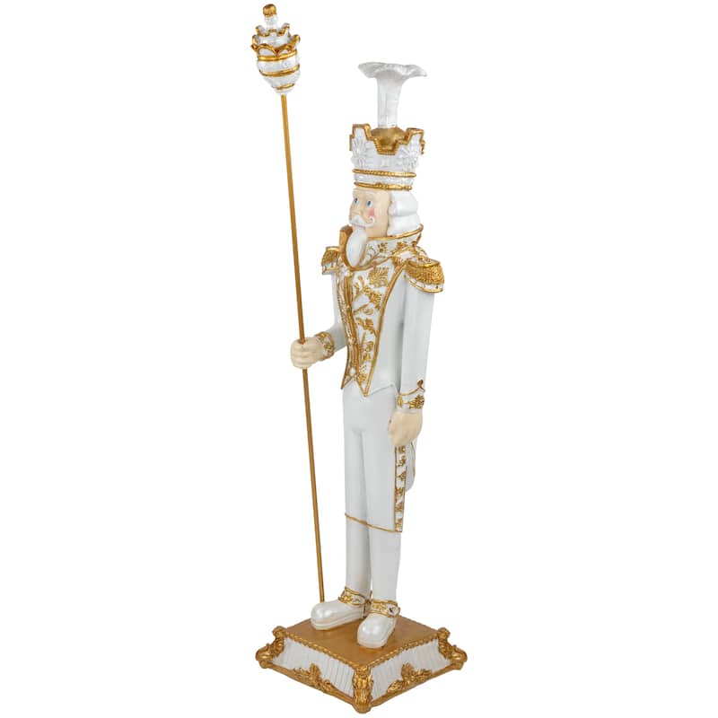 Christmas Nutcracker Soldier with Scepter - 25.75" - White and Gold