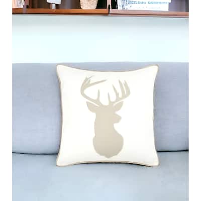HomeRoots 20" Ivory Cotton Throw Pillow