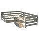 preview thumbnail 19 of 25, Twin Size L-shaped Platform Bed with Storage Drawers, Wooden Bed Frame
