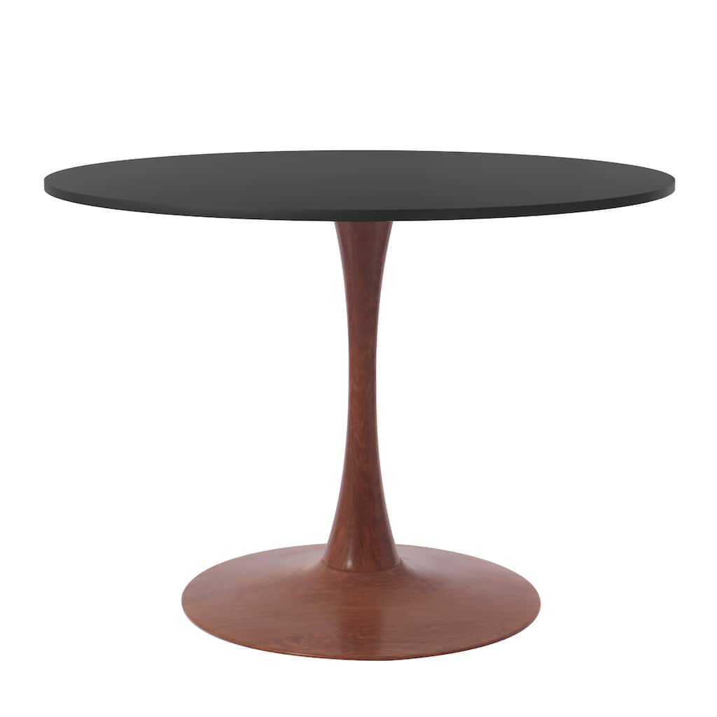 Bristol 35" Round Dining Table with MDF Top and Cherry Steel Pedestal Base for Modern Kitchen and Dining Room