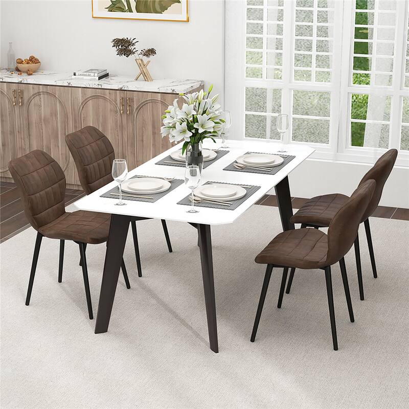 Gymax Dining Chairs Set of 4 w/ Padded Back Metal Legs & 2 Adjustable