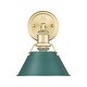 preview thumbnail 2 of 1, Yep by Golden Lighting Orwell 1-light Vanity in Brushed Champagne Brass and Pine Green shade