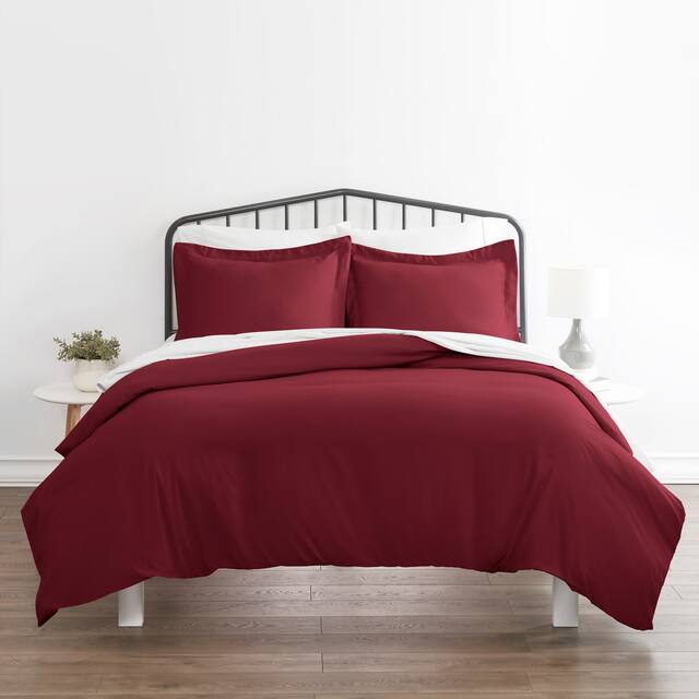 Becky Cameron Hotel Quality 3-Piece Oversized Duvet Cover Set - Burgundy - King - Cal King