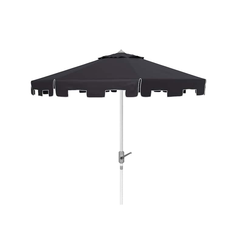 SAFAVIEH Sinica Aluminum Tilt And Crank 9-Foot Crank Market Patio Umbrella with Flap