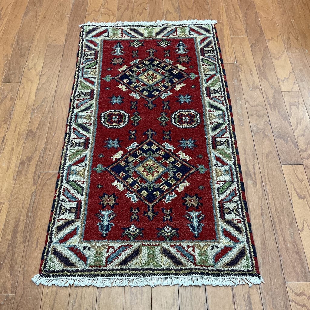 HERAT ORIENTAL Handmade Kazak Wool Rug - 2'2" x 4'2"
