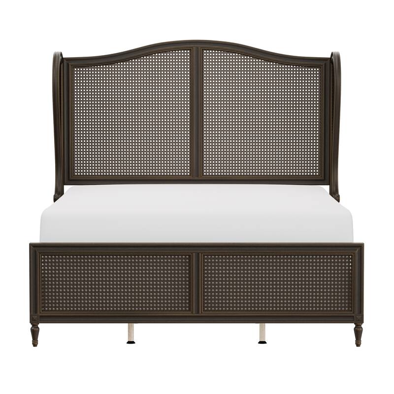 Hillsdale Furniture Sausalito Wingback Wood Cane Panel Bed