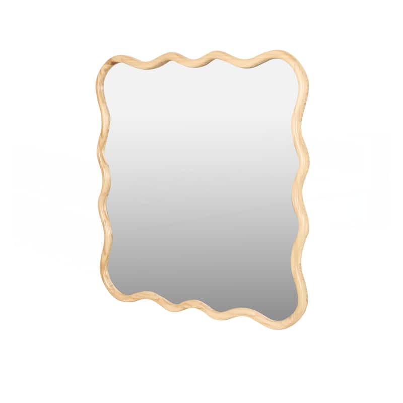 Solid Wood Wavy Square Mirror