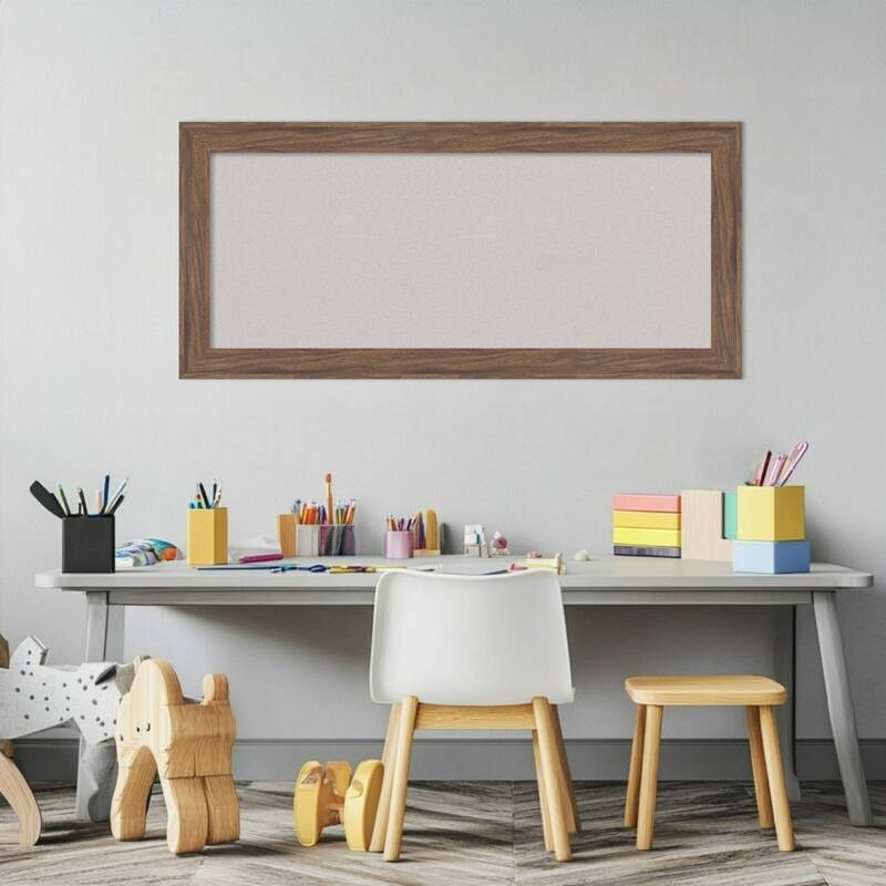 Pia Medium Brown Narrow Framed Cork Board - Bulletin Board, Organization Board, Pin Board