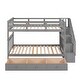preview thumbnail 4 of 42, Multi-Functional Twin Over Twin Bunk Bed with 3 Drawers, Storage Stairs, Armrest and Full-Length Guardrails for Kids