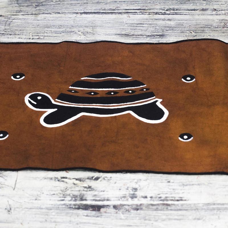 Novica Handmade Turtle Procession Cotton Table Runner