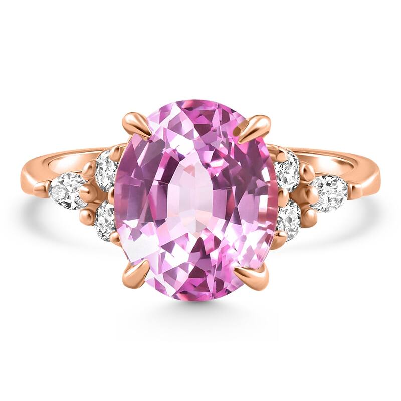 Bliss Diamond 5Ct TW Oval Pink Sapphire & Diamong Ring Rose Gold Lab Grown