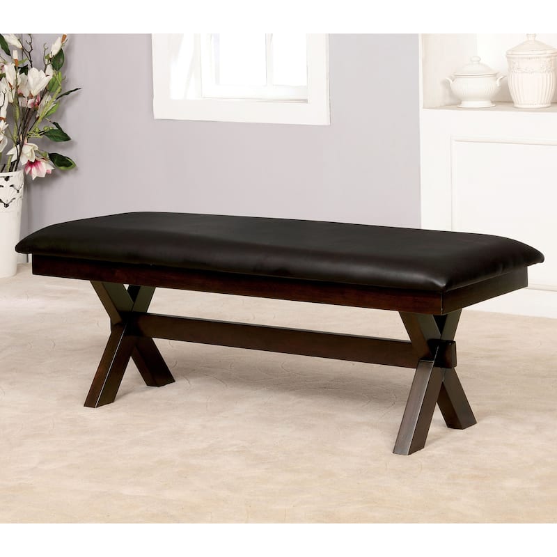Furniture of America Paiz Farmhouse Two-Seater Padded Fabric Dining Bench