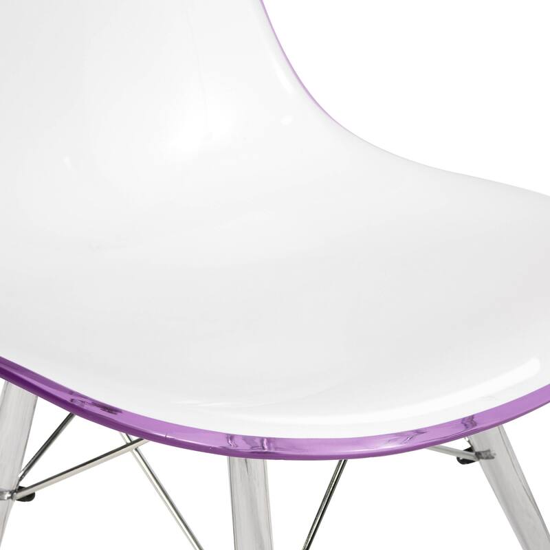 LeisureMod Dover Molded Side Chair with Acrylic Base, Set of 4 - Red - 36 x 32.4 x 16.25