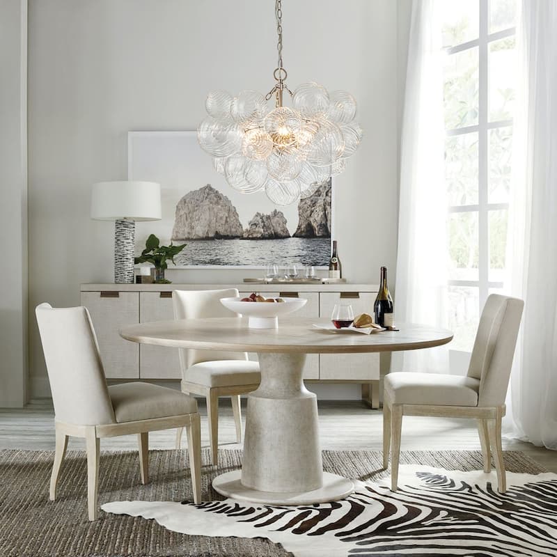 Luxury Ribbed Glass Globe Cluster Bubble Chandelier - Brass, Nickel