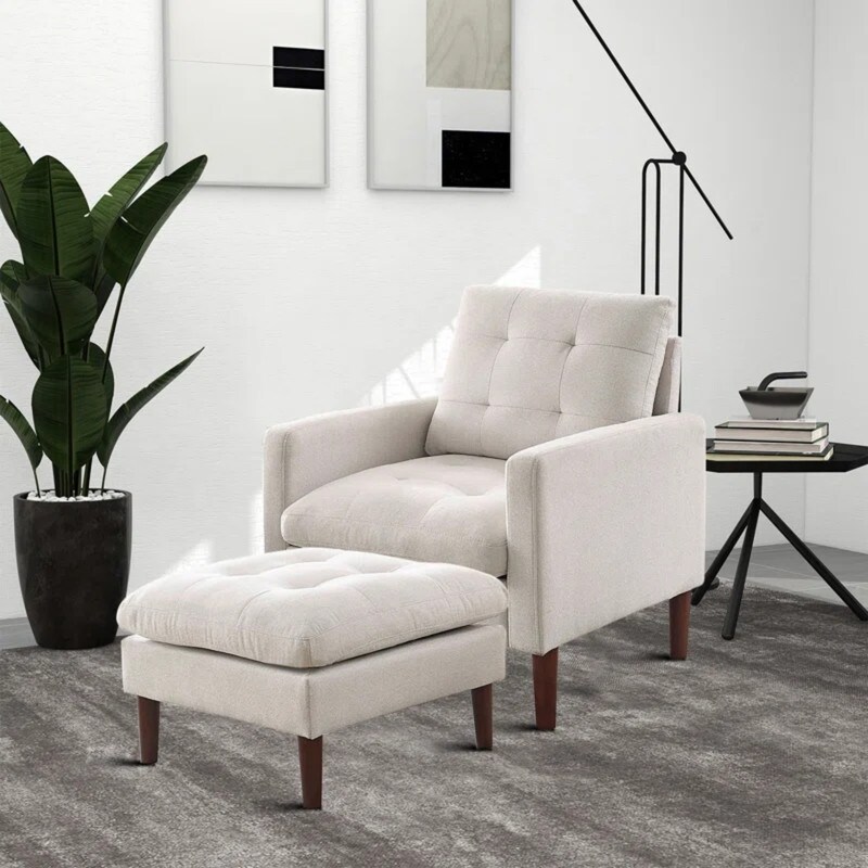 Comfortable accent store chairs with ottoman