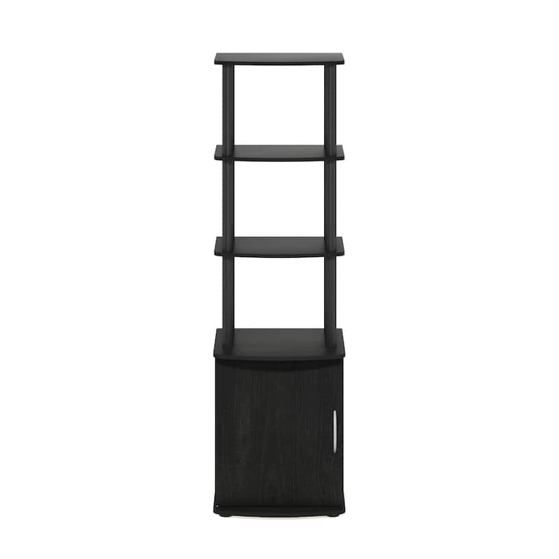 Furinno Turn-N-Tube 3-Tier Tall TV Entertainment Side Table Display Rack with Storage Cabinet, Blackwood/Black