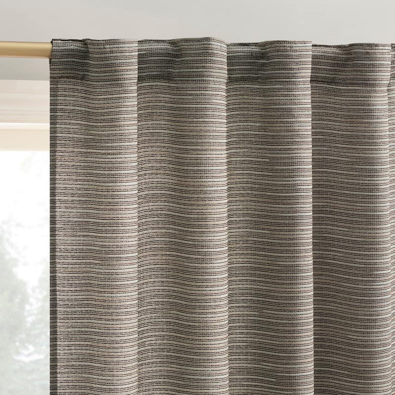 No. 918 Laurel Space Dyed Textured Semi-Sheer Back Tab 1-Piece Curtain Panel, Single Panel - 40" x 63" - Mocha Brown