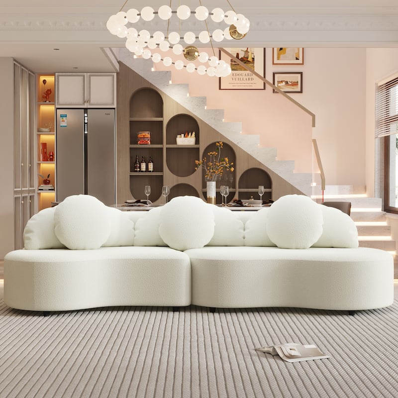 103.5" Foam 3-Seater Sofa with High-Density Cushions & 3 Pillows