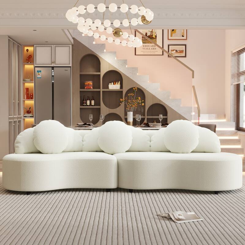 103.5" Lamb Velvet Armless Sectional Sofa with 6 Pillows