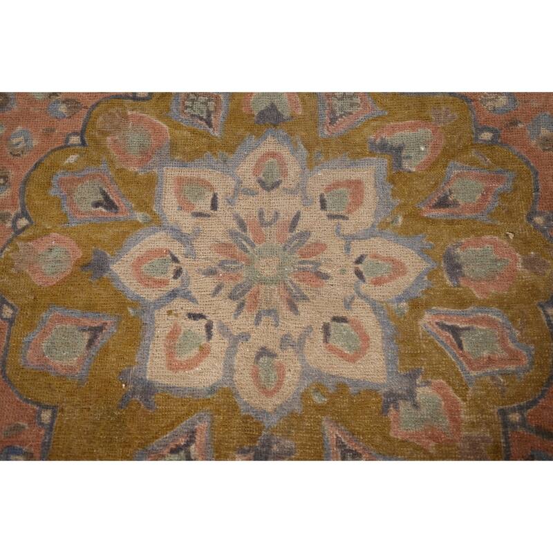 Distressed Tabriz Vintage Persian Area Rug Handmade Grey Wool Carpet - 9'10" x 12'10"