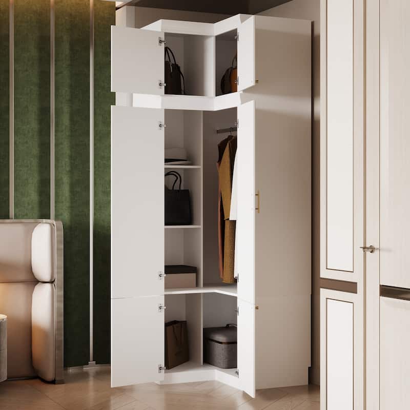 93.9"H/74.2"H Armoires Wardrobe Closet Cabinet Hanging Drawers Storage