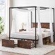 preview thumbnail 1 of 5, Four-Poster Queen Size Canopy Bed Frame with 2 Storage Drawers