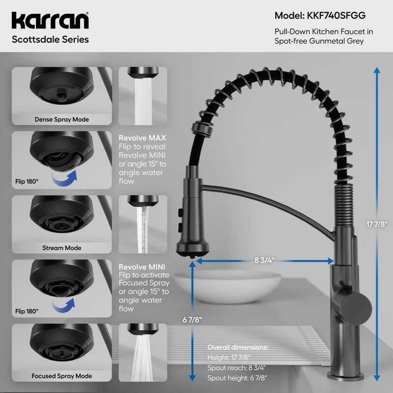 Karran Scottsdale Single Handle Commerical Pull-Down Sprayer Kitchen Faucet